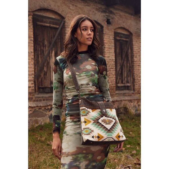 Myra Bag Handmade Bibarel Shoulder Bag Upcycled Canvas & Cowhide Leather